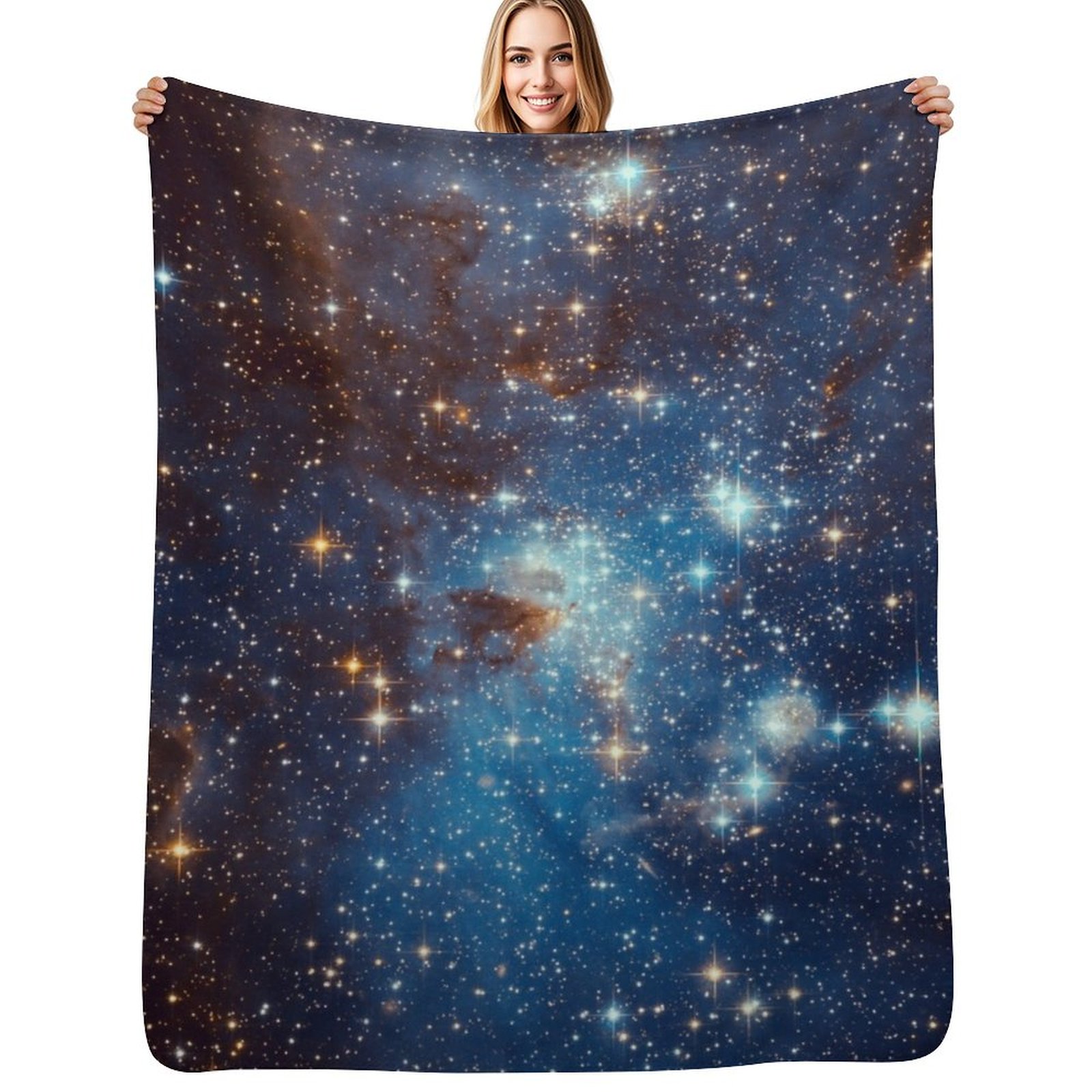 Space Blanket Heavy - Cobertor Decorativo Azul Nebulosa Estrelas Espaciais