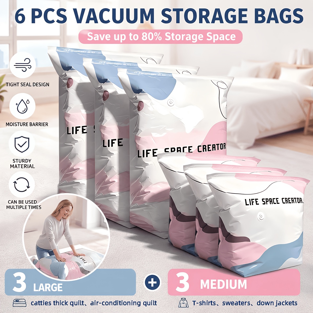 Space Blanket Heavy - Pacote com 6 Sacos a Vácuo